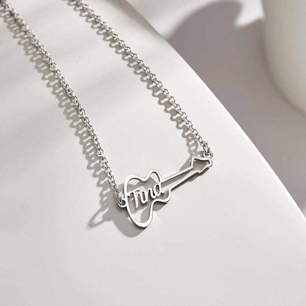 Collier De Nom En Forme De Guitare Personnalisé Punk Choker Pour Mélomane - votrecollierprenomfr
