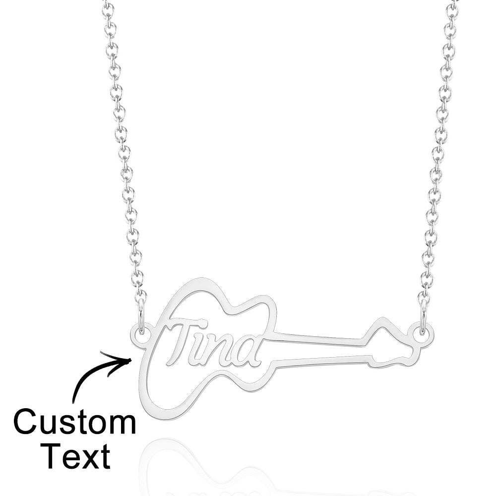 Collier De Nom En Forme De Guitare Personnalisé Punk Choker Pour Mélomane - votrecollierprenomfr