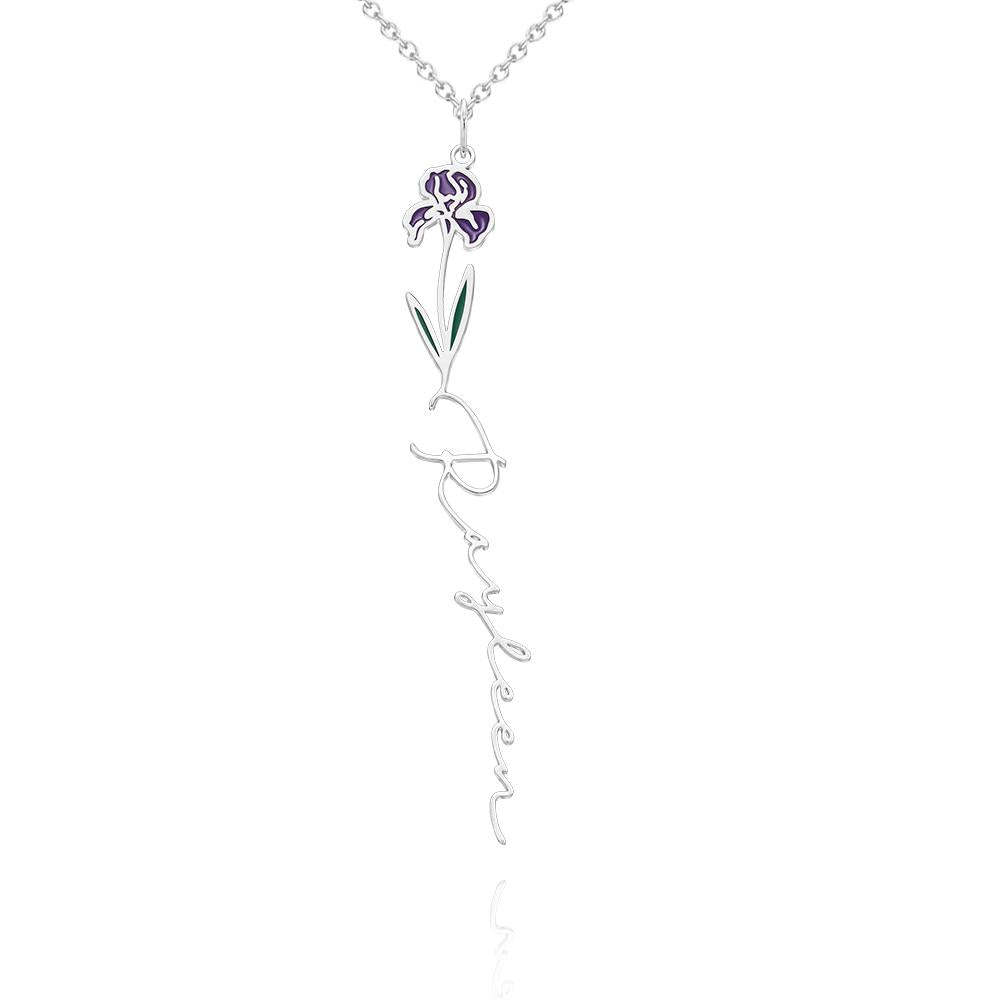 Nom Personnalisé Mois De Naissance Collier De Fleurs Colorées Pendentif Fleuri Délicat Bijoux Cadeaux D'anniversaire - votrecollierprenomfr