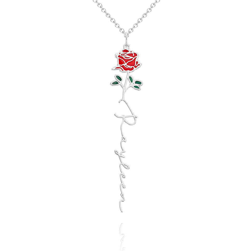 Nom Personnalisé Mois De Naissance Collier De Fleurs Colorées Pendentif Fleuri Délicat Bijoux Cadeaux D'anniversaire - votrecollierprenomfr