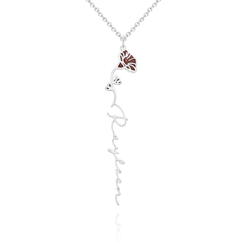 Nom Personnalisé Mois De Naissance Collier De Fleurs Colorées Pendentif Fleuri Délicat Bijoux Cadeaux D'anniversaire - votrecollierprenomfr