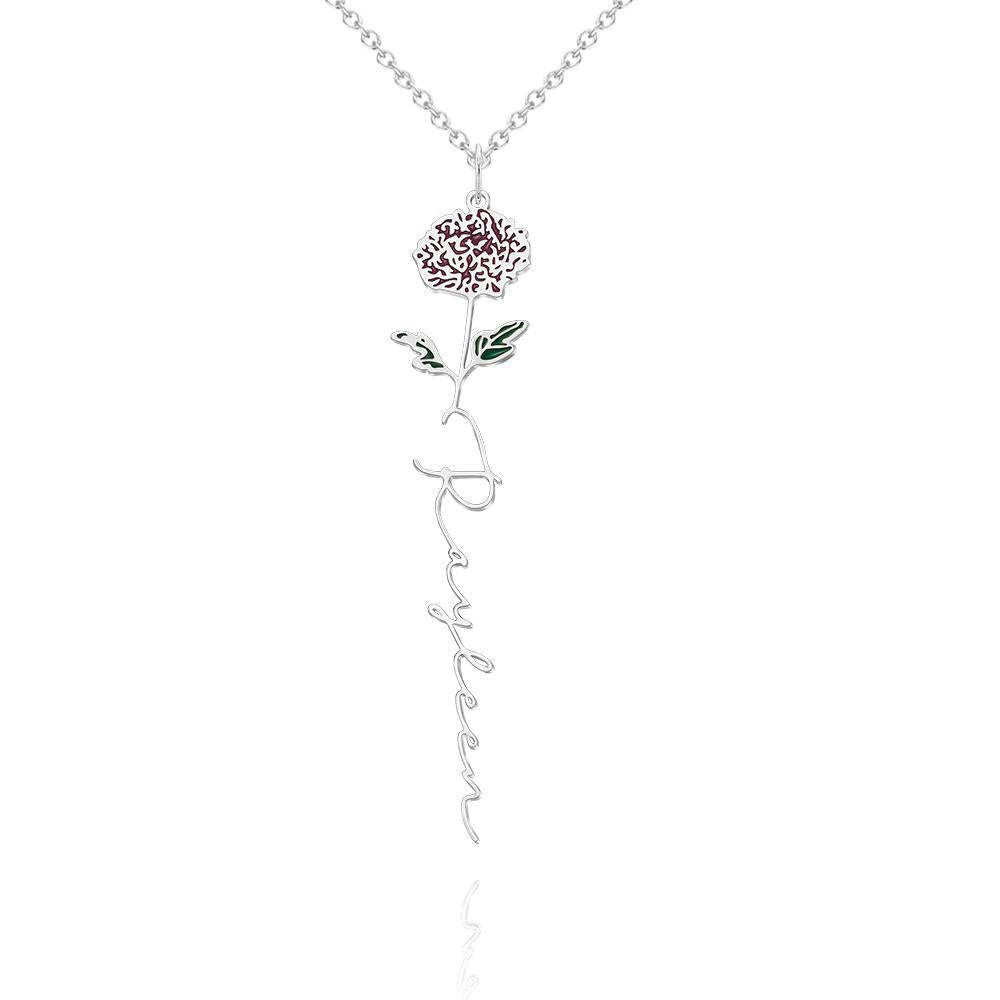 Nom Personnalisé Mois De Naissance Collier De Fleurs Colorées Pendentif Fleuri Délicat Bijoux Cadeaux D'anniversaire - votrecollierprenomfr