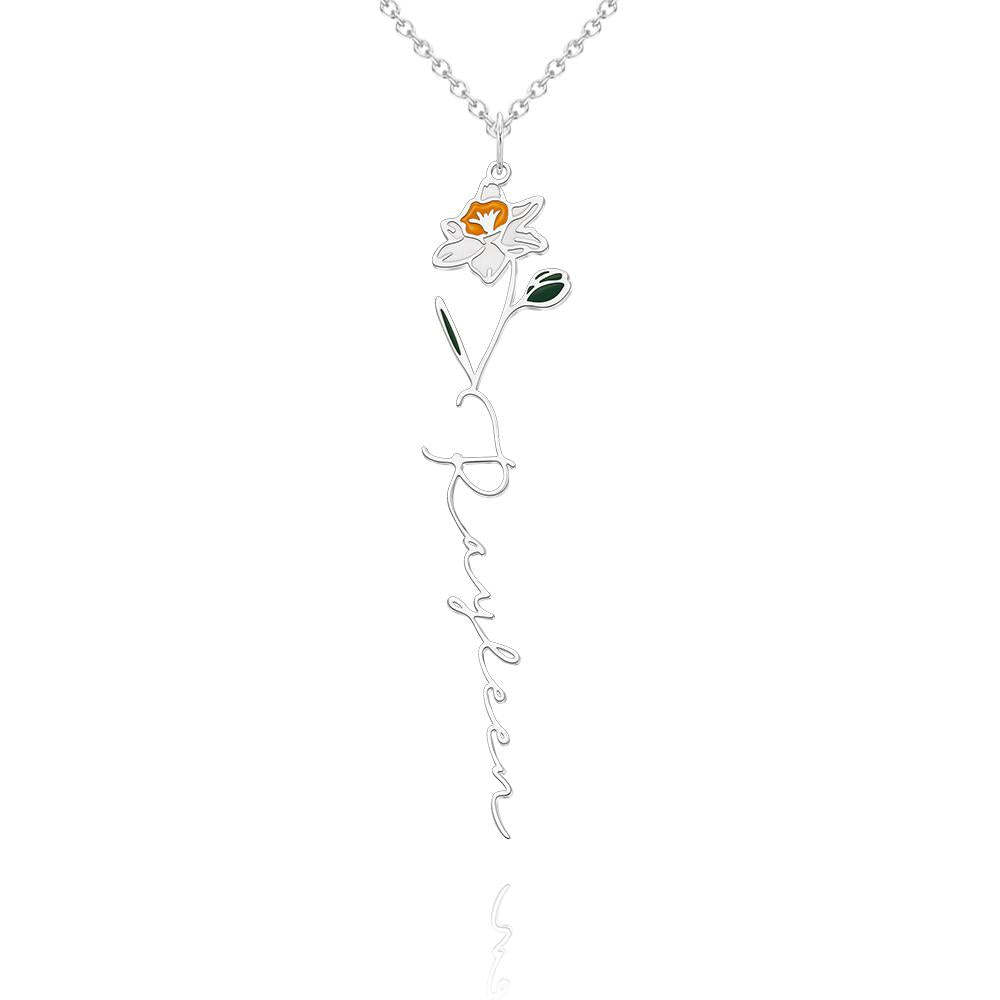 Nom Personnalisé Mois De Naissance Collier De Fleurs Colorées Pendentif Fleuri Délicat Bijoux Cadeaux D'anniversaire - votrecollierprenomfr