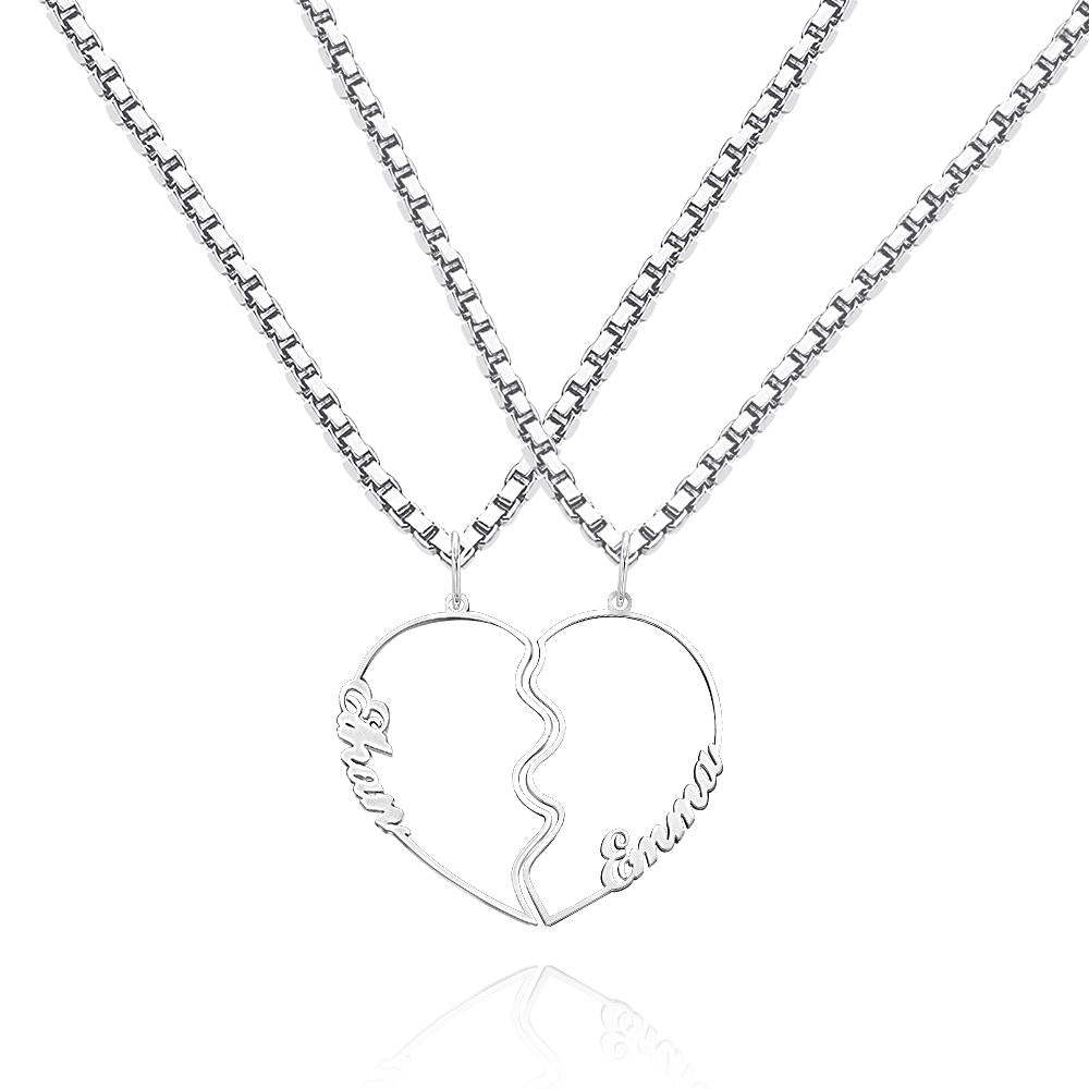 Collier De Nom Assorti Personnalisé Collier De Couple De Coeur D'amour Romantique - votrecollierprenomfr