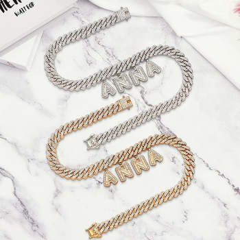 Chaîne Cubaine Avec Lettres Personnalisées, Ras Du Cou Avec Nom Personnalisé, Collier Hip Pop Scintillant, Cadeau Pour Sœurs Et Amies - votrecollierprenomfr