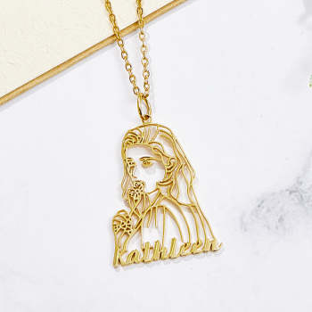 Collier Personnalisé De Dessin D’art De Portrait De Nom Pour Elle - votrecollierprenomfr