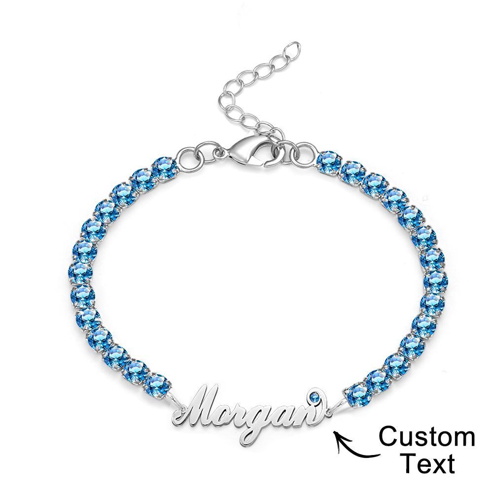 Bracelet De Tennis Avec Pierre De Naissance Avec Nom Personnalisé, Tendance, Tous Les Diamants, Cadeau Pour Elle - votrecollierprenomfr