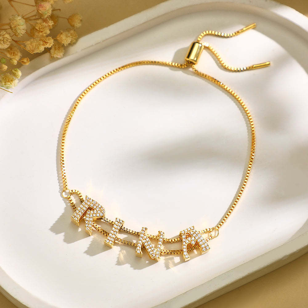 Bracelet Coulissant De Nom Personnalisé, Cadeau De Bracelet De Nom Personnalisé Pour Elle - votrecollierprenomfr