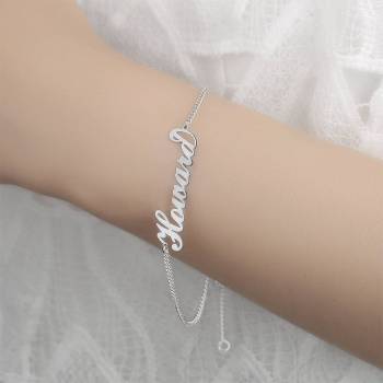 Personalized Name Bracelet Any Name Bracelet Platinum Plated Silver