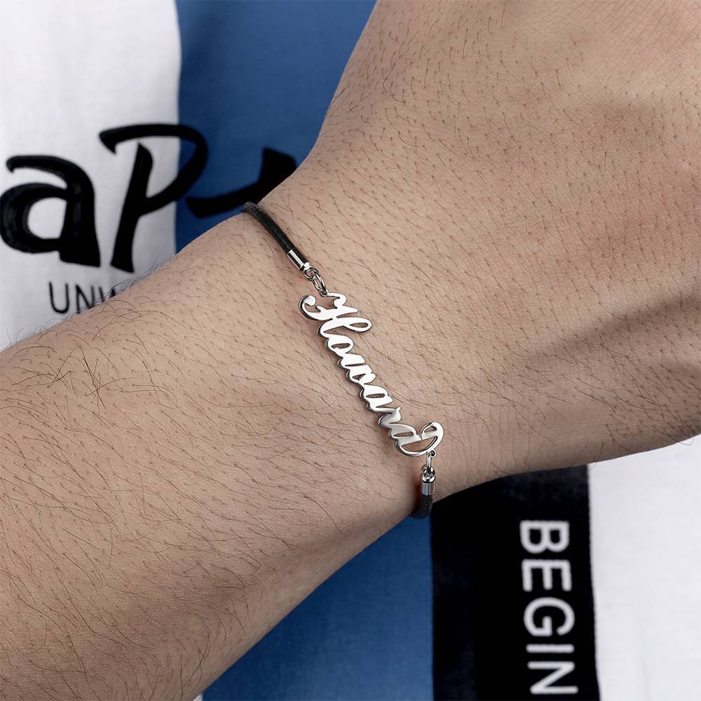 Personalized Men's Name Bracelet Any Name Bracelet Platinum Plated Silver