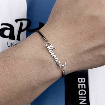 Personalized Men's Name Bracelet Any Name Bracelet Platinum Plated Silver