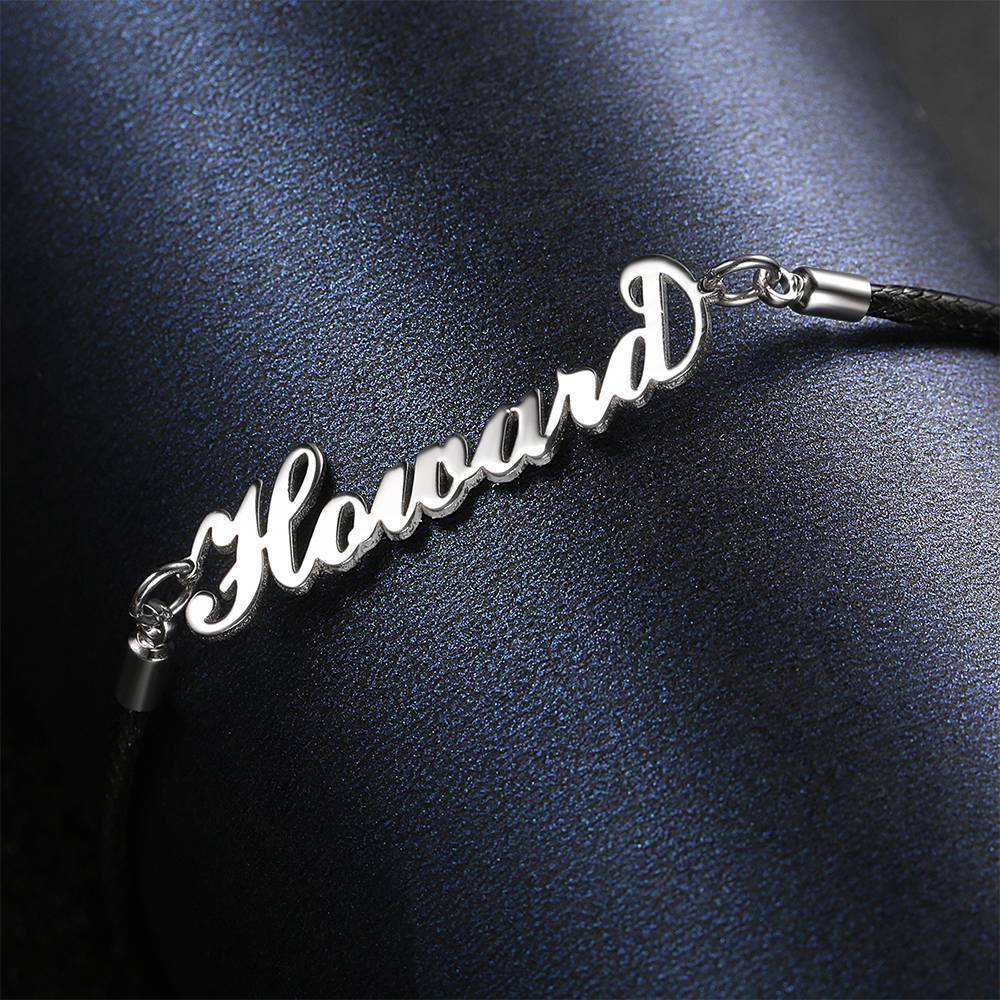 Personalized Men's Name Bracelet Any Name Bracelet Platinum Plated Silver
