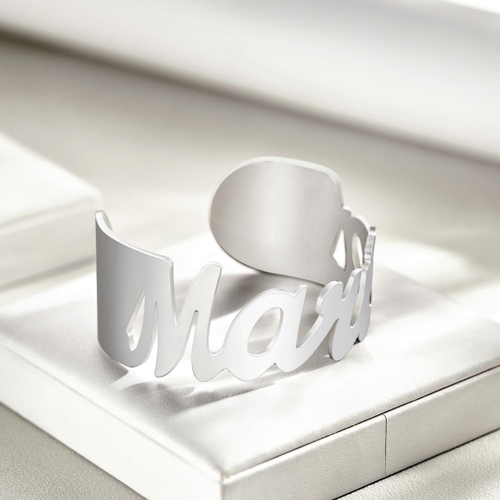 Bracelet Large Ouvert Avec Nom Personnalisé Bracelet Unique Personnalisé Pour Femme - votrecollierprenomfr