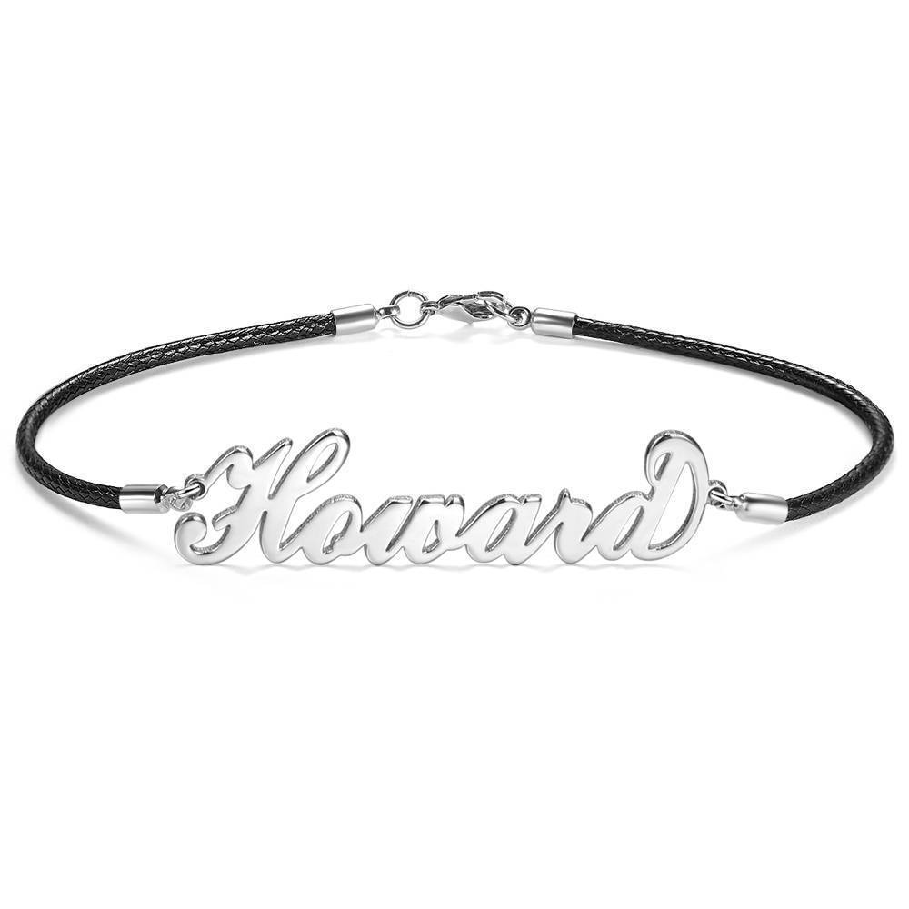 Personalized Men's Name Bracelet Any Name Bracelet Platinum Plated Silver