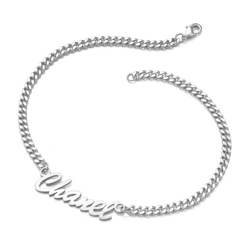 Bracelet Épais Prénom Personnalisé Votre Nom Pour Hommes Garçons Femmes Chaîne Gourmette Lourde - votrecollierprenomfr