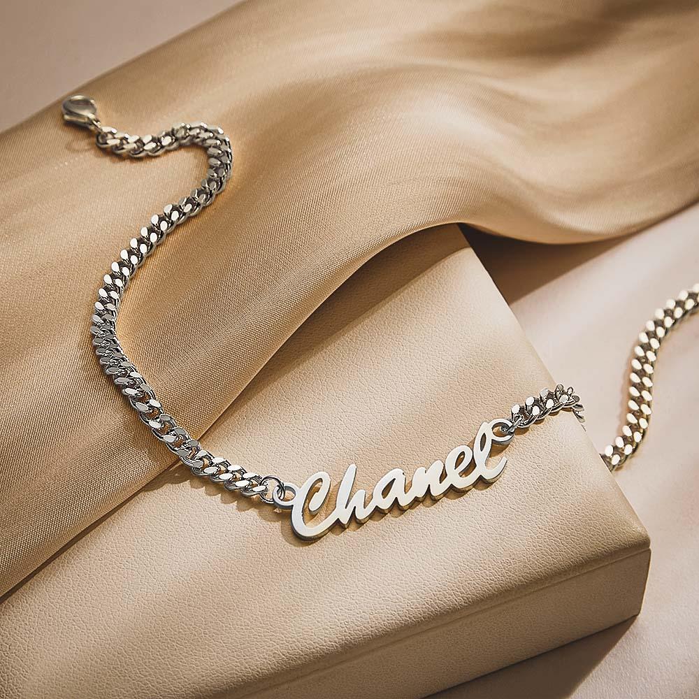 Bracelet Épais Prénom Personnalisé Votre Nom Pour Hommes Garçons Femmes Chaîne Gourmette Lourde - votrecollierprenomfr