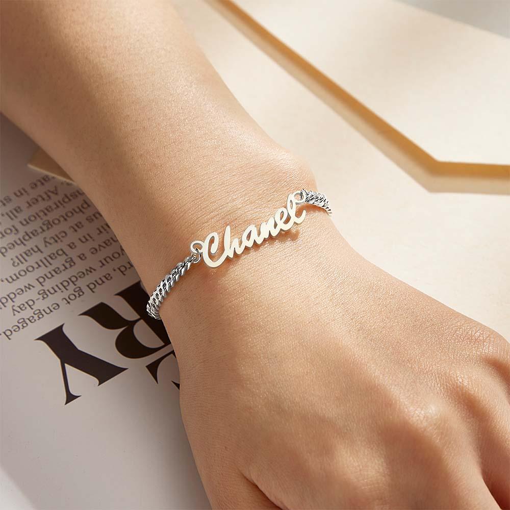 Bracelet Épais Prénom Personnalisé Votre Nom Pour Hommes Garçons Femmes Chaîne Gourmette Lourde - votrecollierprenomfr