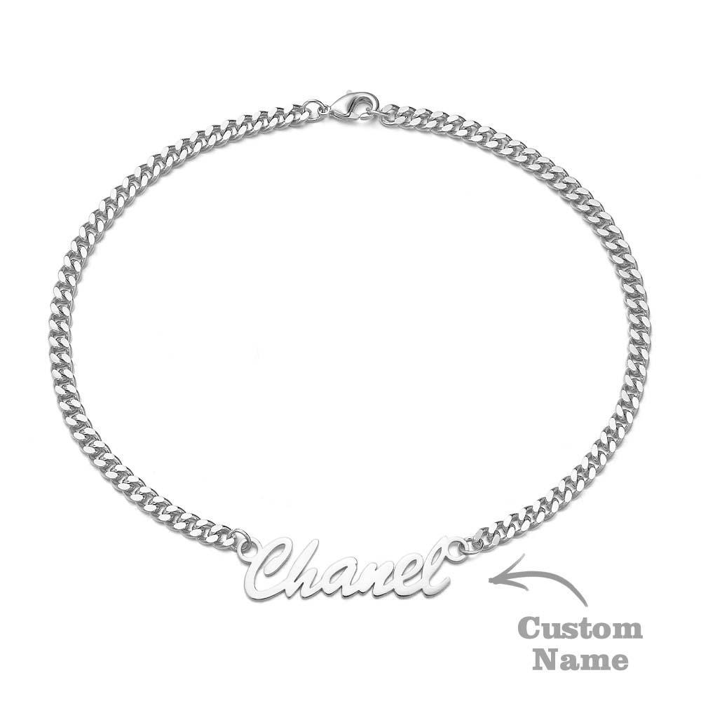 Bracelet Épais Prénom Personnalisé Votre Nom Pour Hommes Garçons Femmes Chaîne Gourmette Lourde - votrecollierprenomfr