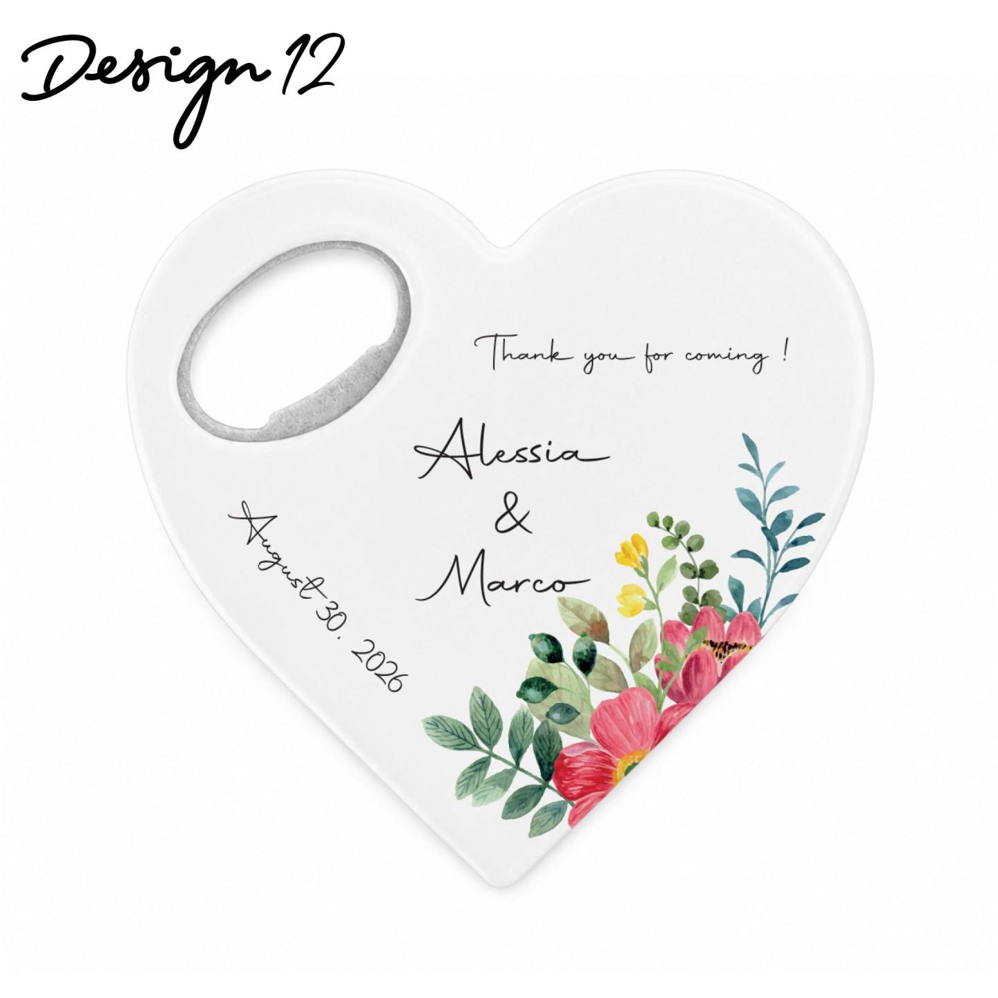 Ouvre-bouteille Personnalisé En Forme De Cœur, Aimant Personnalisé, Ouvre-bouteille En Forme De Cœur, Cadeaux Pour Invités De Mariage - votrecollierprenomfr