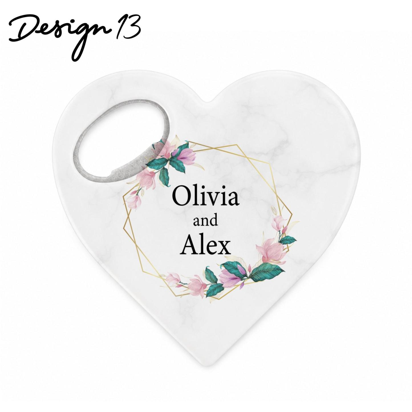 Ouvre-bouteille Personnalisé En Forme De Cœur, Aimant Personnalisé, Ouvre-bouteille En Forme De Cœur, Cadeaux Pour Invités De Mariage - votrecollierprenomfr