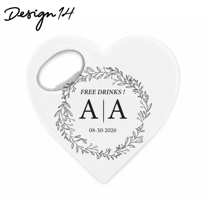 Ouvre-bouteille Personnalisé En Forme De Cœur, Aimant Personnalisé, Ouvre-bouteille En Forme De Cœur, Cadeaux Pour Invités De Mariage - votrecollierprenomfr