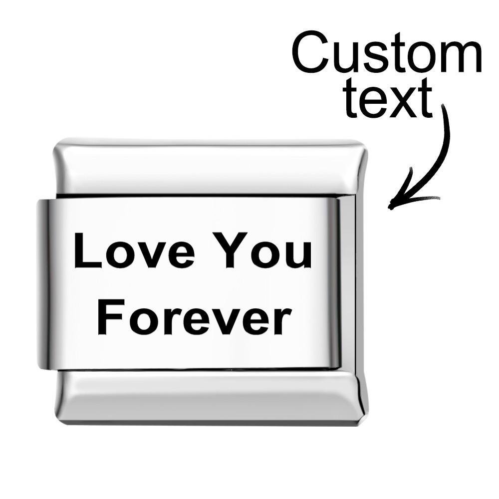 Breloque Italienne Avec Texte Personnalisé Pour Bracelets À Breloques Italiens, Lien Composable Personnalisé - votrecollierprenomfr