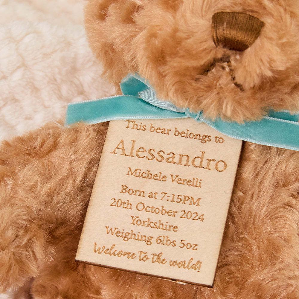 Statistiques De Naissance En Peluche D'ours Personnalisées, Cadeaux D'annonce De Naissance D'animaux En Peluche - votrecollierprenomfr