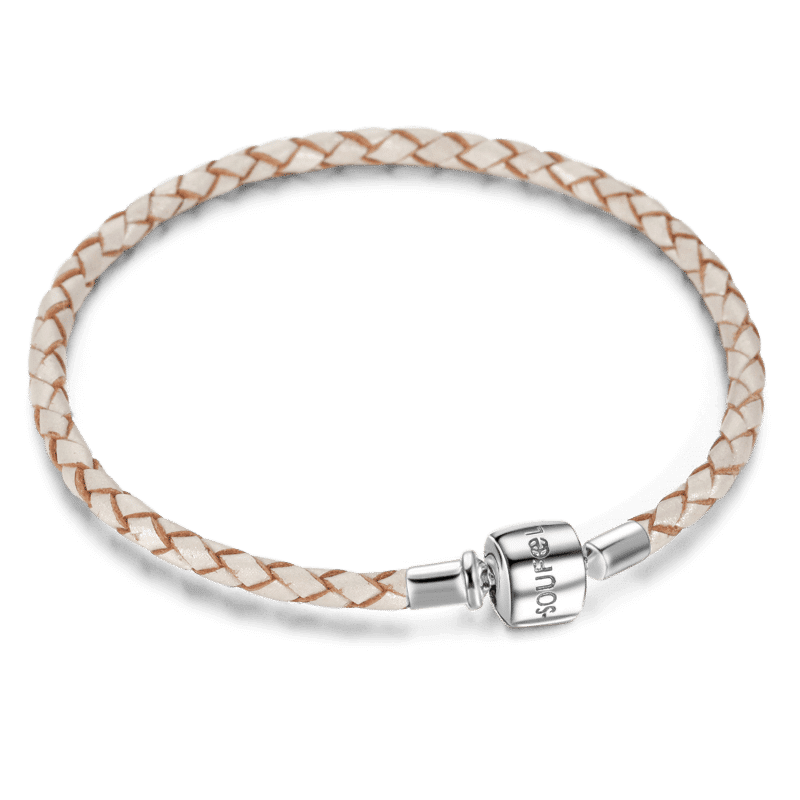 Light Khaki Cow Leather Bracelet - votrecollierprenomfr