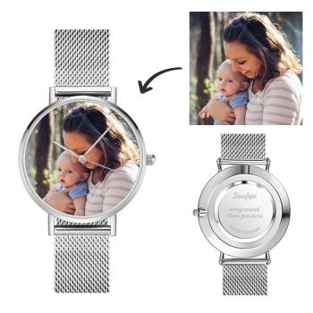 Gravable Montre Photo Femme Avec Bracelet En Alliage 36mm