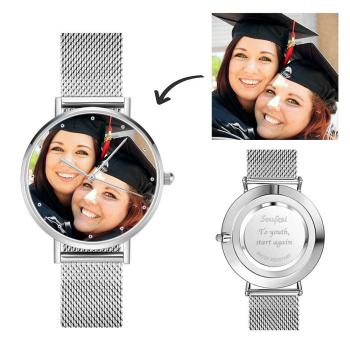 Gravable Montre Photo Femme Avec Bracelet En Alliage 36mm
