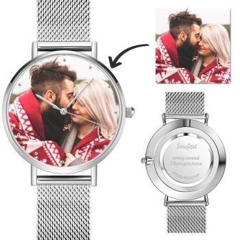 Gravable Montre Photo Femme Avec Bracelet En Alliage 36mm