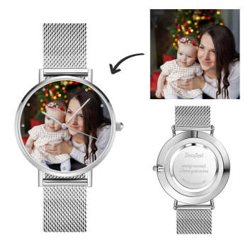 Gravable Montre Photo Femme Avec Bracelet En Alliage 36mm