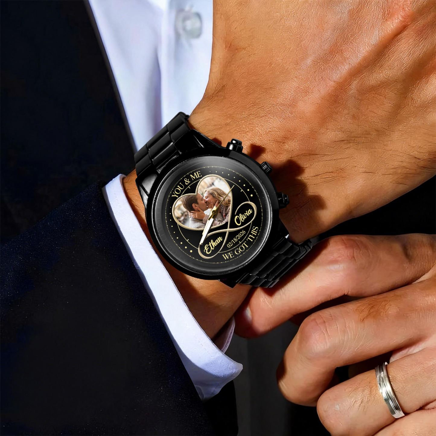 Montre-bracelet Personnalisée Pour Homme Avec Photo, Personnalisée « Toi Et Moi, On Gère Ça », Montre-bracelet Cœur Infini, Cadeau De Saint-valentin Pour Lui - votrecollierprenomfr