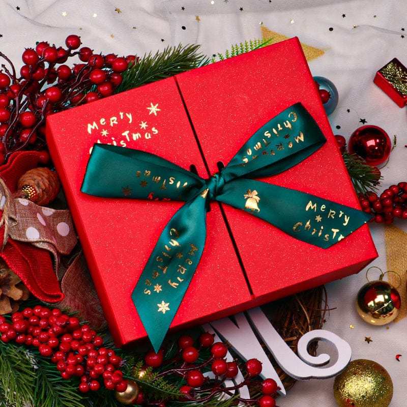 Boîte De Cadeaux De Noël Avec Ruban - votrecollierprenomfr