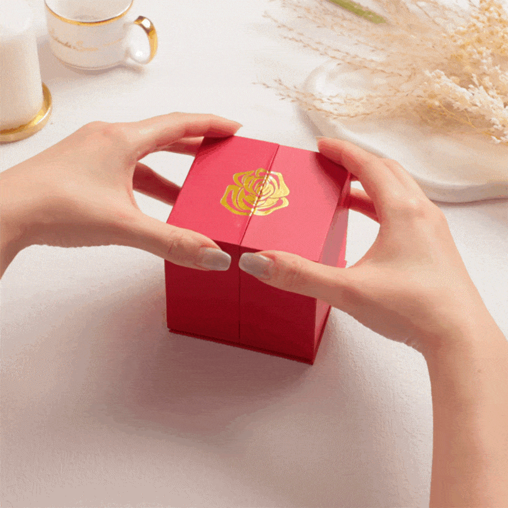Boîte-cadeau De Collier En Forme De Rose Relevable Romantique, Boîte-cadeau De Bijoux - votrecollierprenomfr