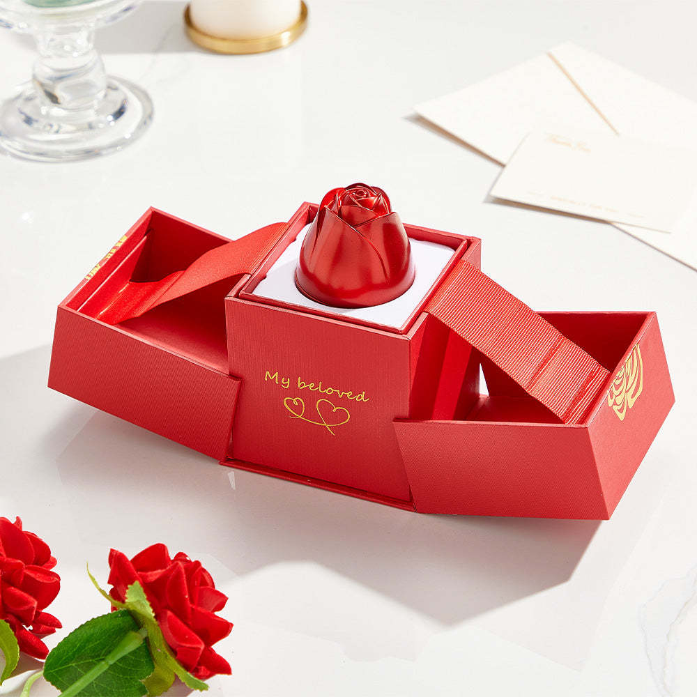 Boîte-cadeau De Collier En Forme De Rose Relevable Romantique, Boîte-cadeau De Bijoux - votrecollierprenomfr