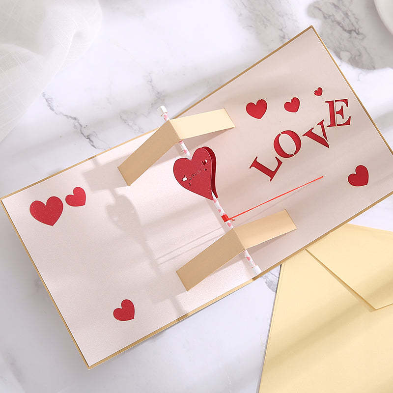 3d Creative Valentine's Day Pop Up Card Coeur Rotatif Pop Up Carte De Voeux - votrecollierprenomfr