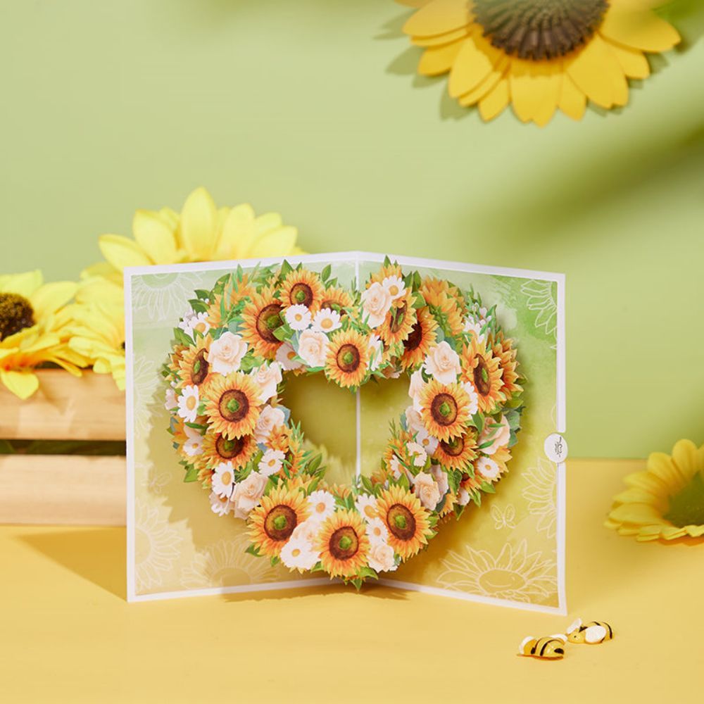 Carte De Vœux Pop-up 3d Cœur De Tournesol - votrecollierprenomfr