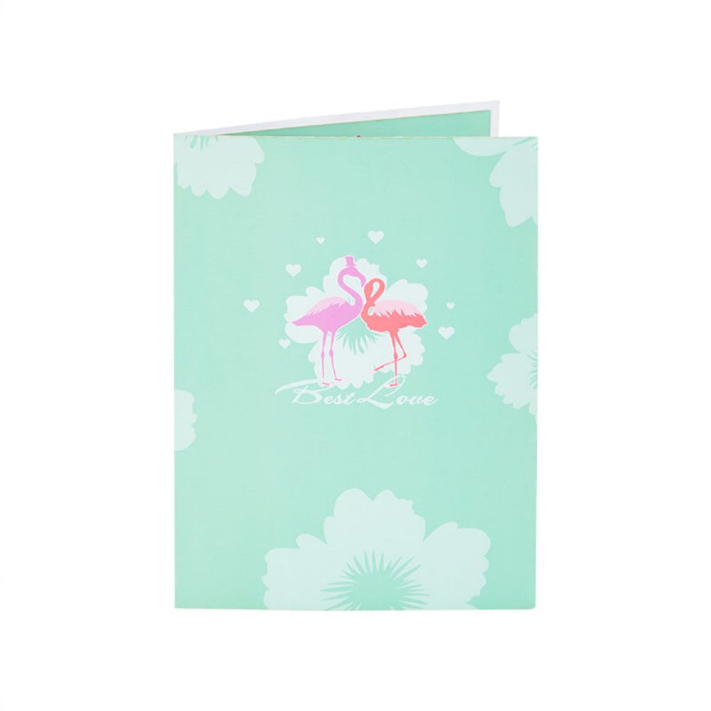 Flamingo Flowers 3d Pop Up Carte De Vœux - votrecollierprenomfr