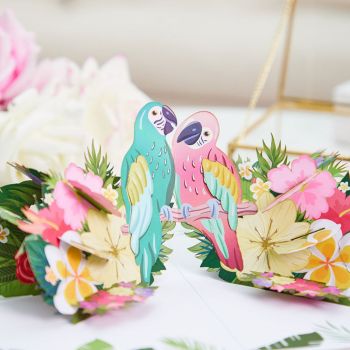 Love Birds Fleur 3d Pop Up Carte De Vœux - votrecollierprenomfr