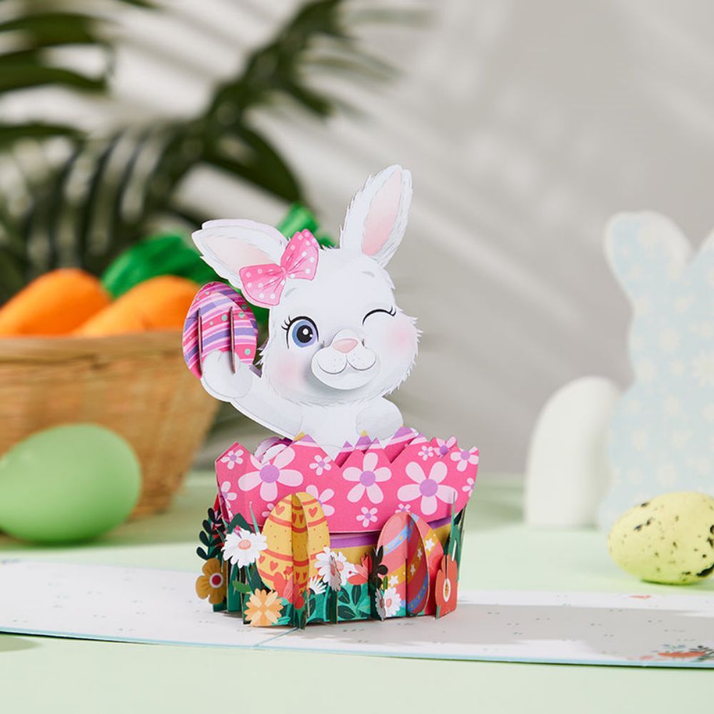 Oeuf De Lapin De Pâques 3d Pop Up Carte De Vœux - votrecollierprenomfr