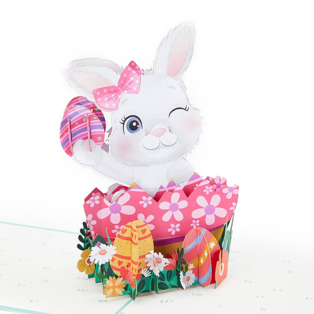 Oeuf De Lapin De Pâques 3d Pop Up Carte De Vœux - votrecollierprenomfr