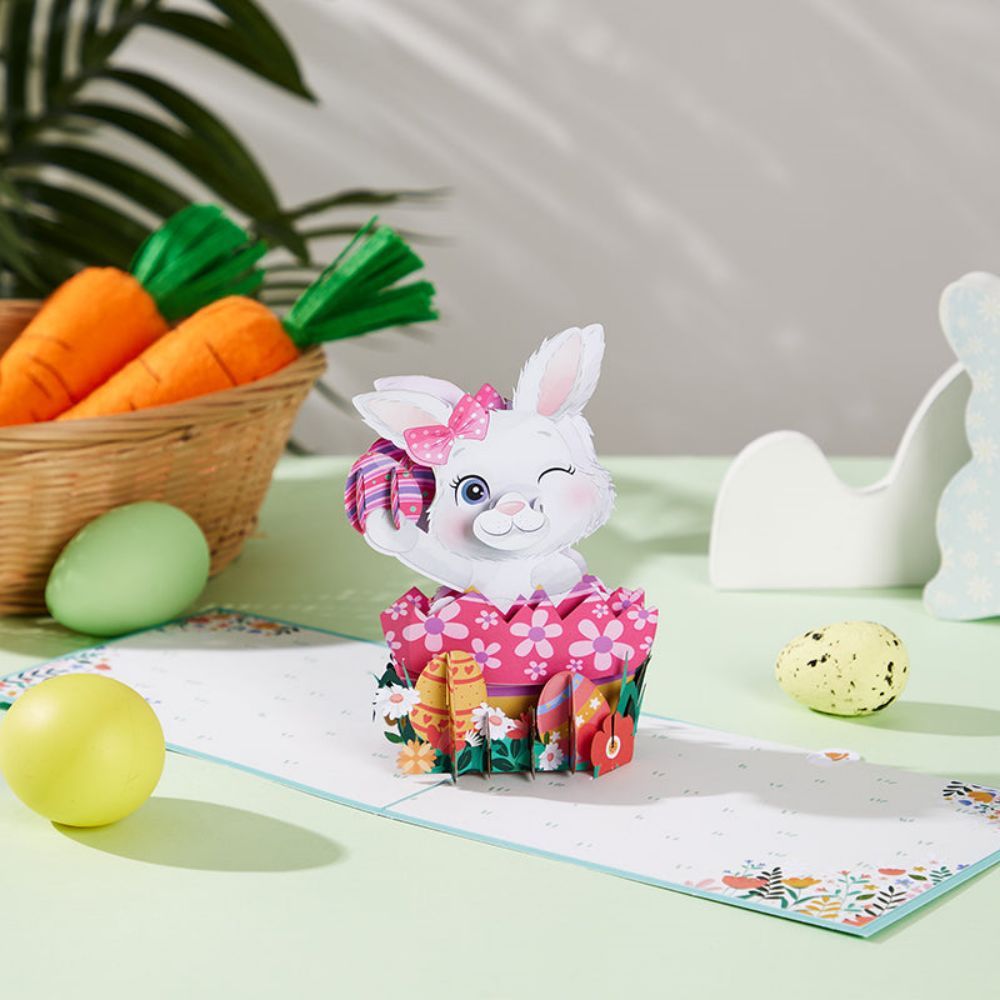 Oeuf De Lapin De Pâques 3d Pop Up Carte De Vœux - votrecollierprenomfr