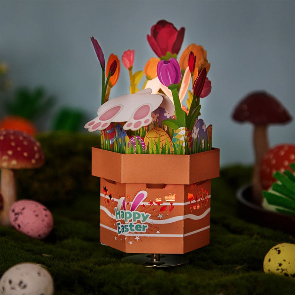 Boîte À Musique En Papier 3d Lapin De Pâques - votrecollierprenomfr