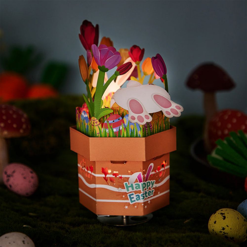 Boîte À Musique En Papier 3d Lapin De Pâques - votrecollierprenomfr