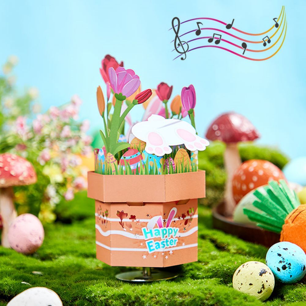 Boîte À Musique En Papier 3d Lapin De Pâques - votrecollierprenomfr