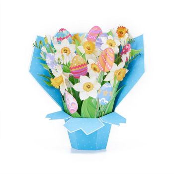 Oeuf De Pâques Bouquet De Fleurs 3d Pop Up Carte De Voeux - votrecollierprenomfr