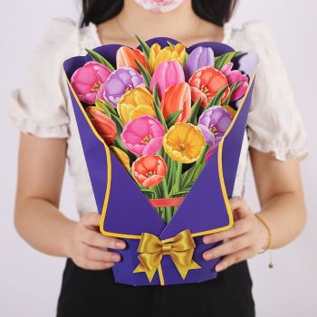 Tulipe 3d Pop Up Carte De Voeux Bouquet De Fleurs Carte Pop Up - votrecollierprenomfr