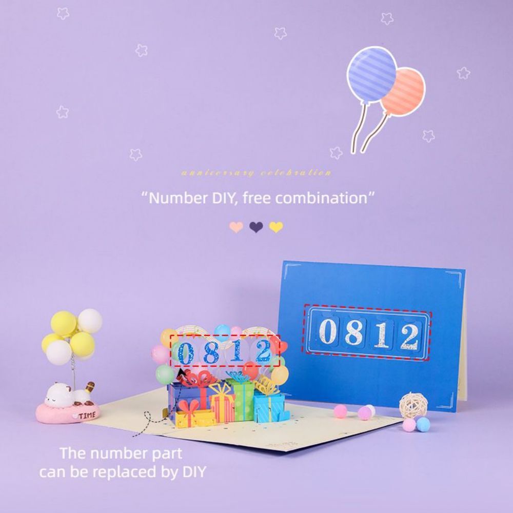 Diy Number Gift Box 3d Pop Up Carte De Voeux Cadeau D'anniversaire Cadeau Commémoratif - votrecollierprenomfr