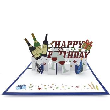 Joyeux Anniversaire Pop Up Carte Vin 3d Pop Up Carte De Voeux - votrecollierprenomfr
